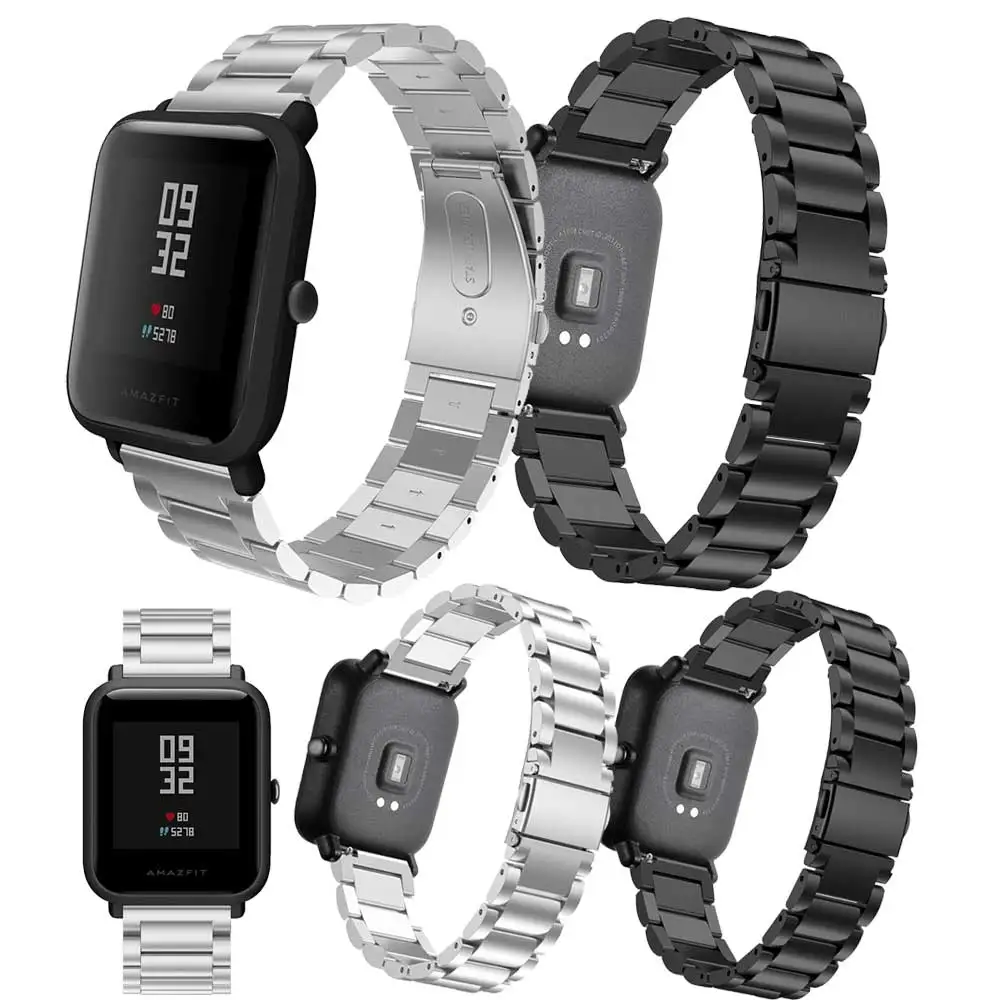 20 мм металлический ремешок для Xiaomi Huami Amazfit Bip BIT Lite Молодежные умные часы из нержавеющей стали Сменные аксессуары для Amazfit