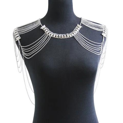 Горячая Распродажа женское украшение для тела, цепочка из сплава серебристого цвета, на плечо