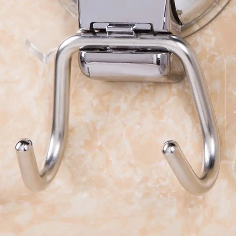 Нержавеющая Сталь Вакуумный Присоске Поворотный Двойной Крюк Сумка Держатель