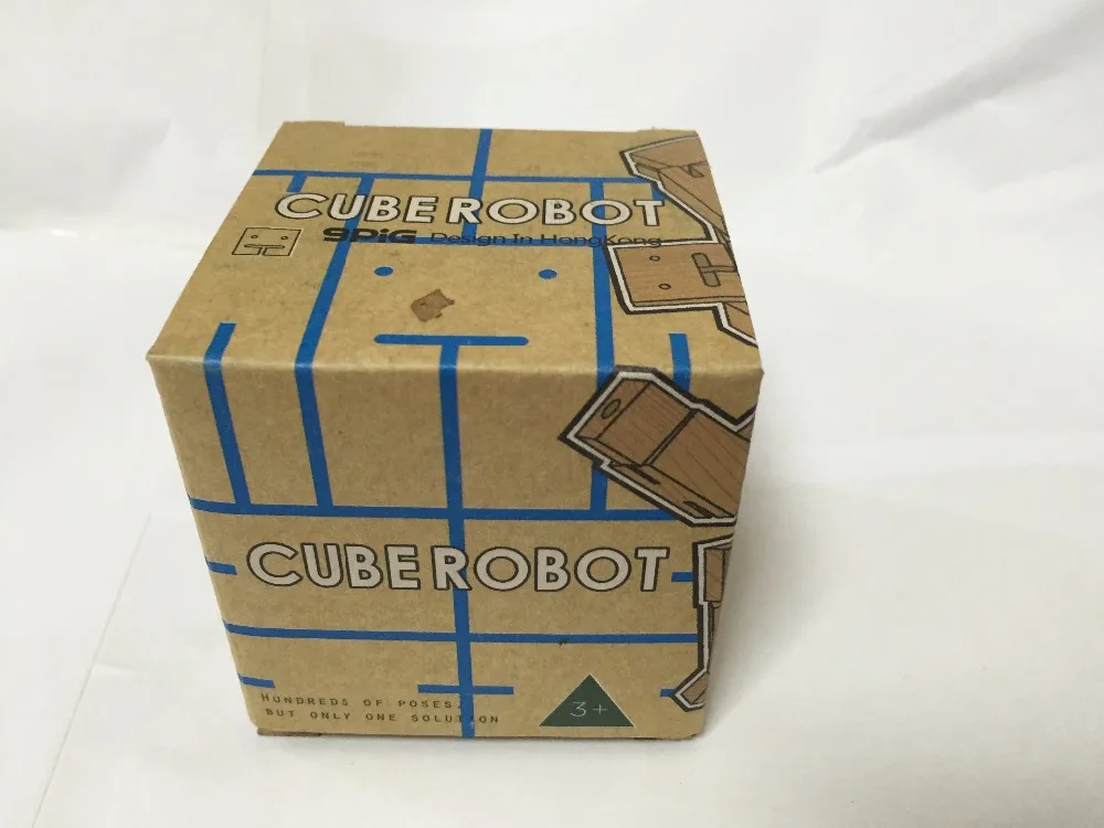 Красный синий розовый деревянный кубик Cubebot робот головоломка Складная сборка
