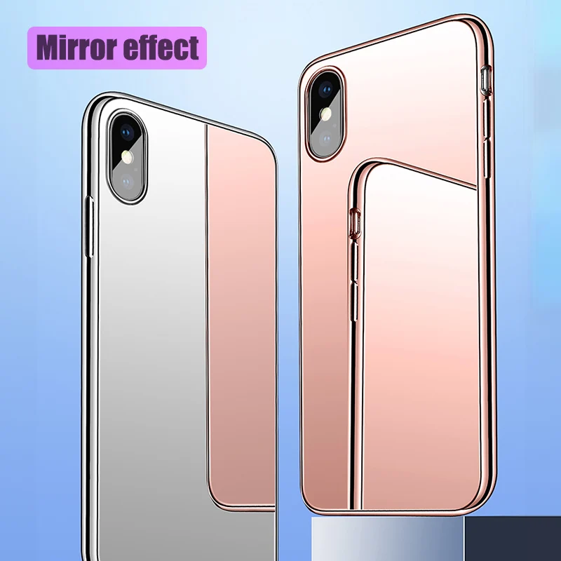 BFOLLOW Luxury Mirror Case for iPhone X 10 Tempered Glass Back + TPU Plating Frame Cover Coque Fundas |