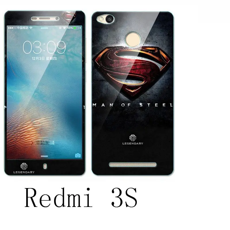 Силиконовый чехол для Xiaomi redmi 3 S цветное закаленное стекло с принтом + мягкий из