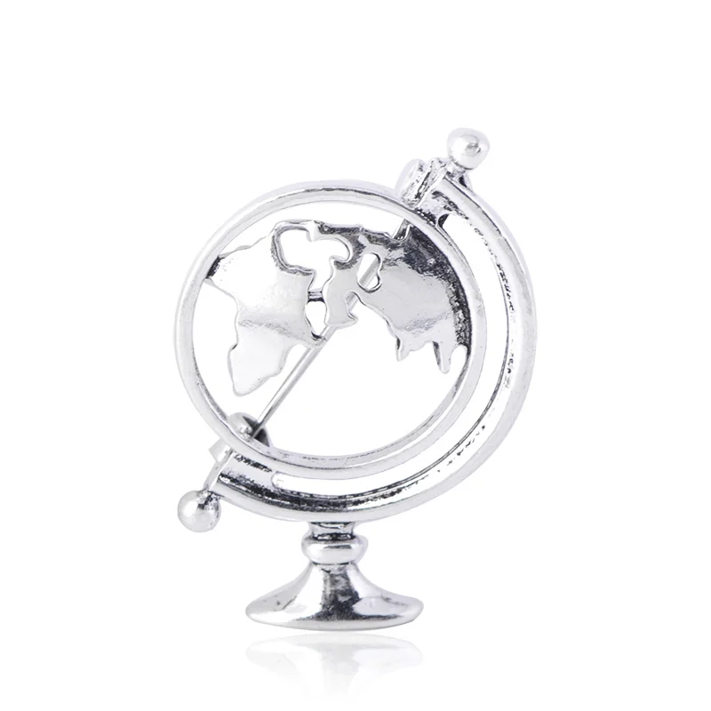 Silver Color Funmor классический Глобус эмаль булавки Сплав Брошь для женщин Рабочая Униформа костюм декоративный корсаж работа Bijoux подарок - Окраска металла: Silver Color