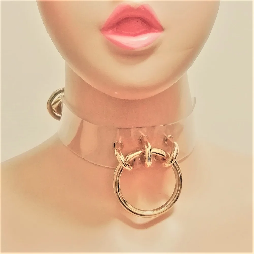 Ошейник из прозрачной кожи с круглым вырезом в стиле Харадзюку|collar punk|gothic choker