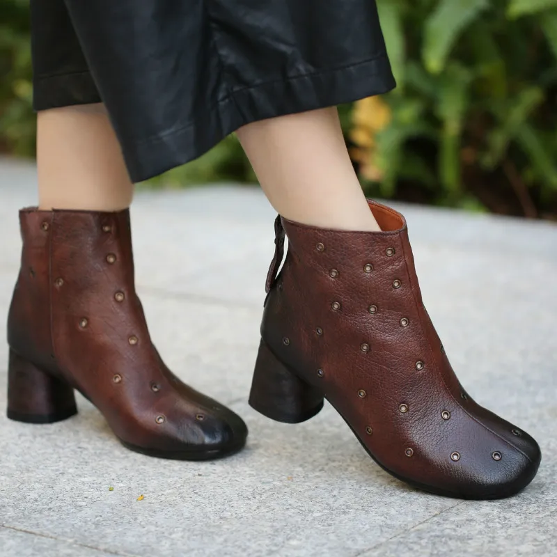 Женские ботинки Martin из натуральной кожи Серые ботильоны на высоком каблуке с