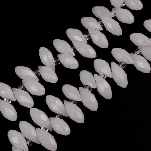 white jade 50 шт. овальной формы с бесцветными стёклами бисер в виде граненых стеклянных 6x12 мм Briolette каплевидные бусины-капли воды, стекло бусины для самостоятельного изготовления ювелирных изделий - Цвет: white jade