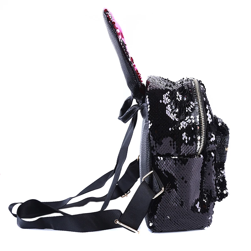 Women Cute Rabbit Ears Sequins Backpack Double Shoulder Bag Mini Backpacks Children Girls Travel Knapsack Simple Fashion | Багаж и сумки