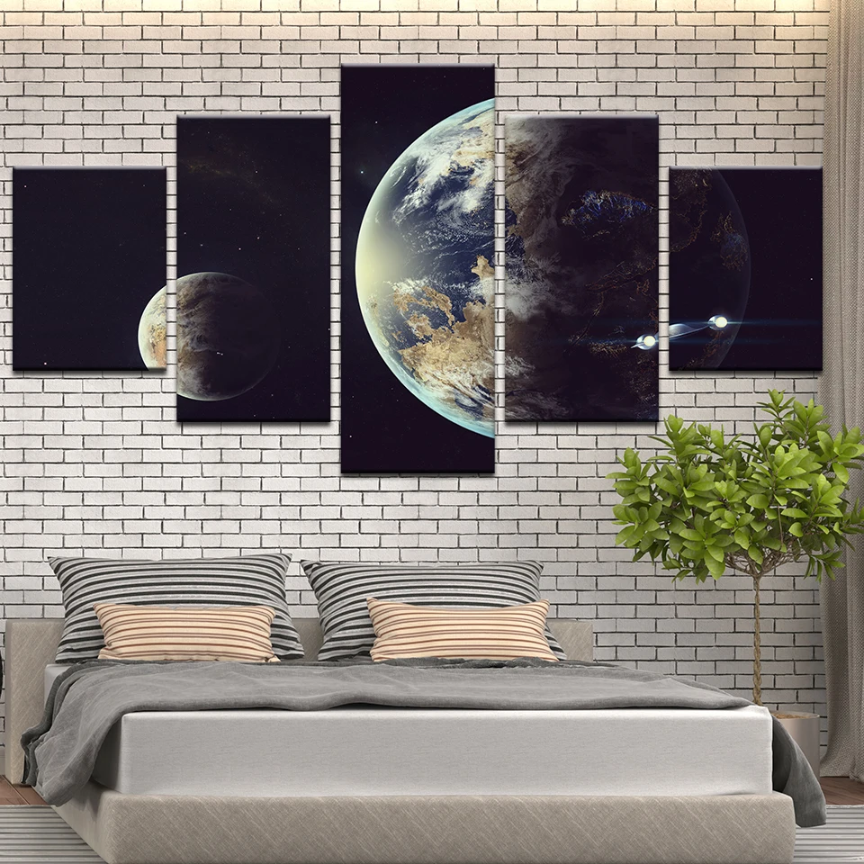 Плакат космический корабль модульная Настенная картина 5 панелей космическая
