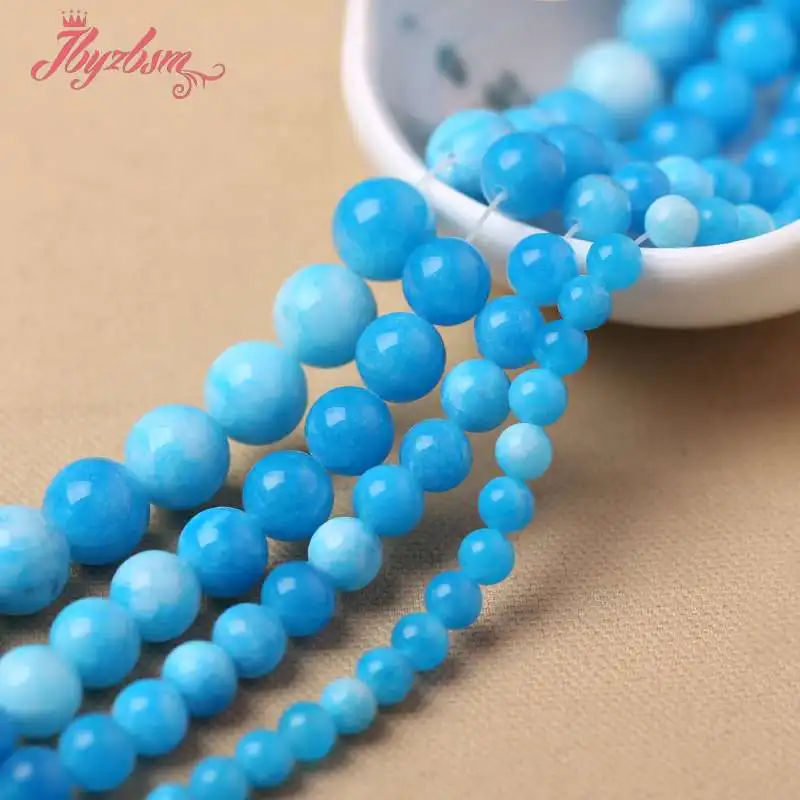 6 8 10 12mm Smooth Round Beads Ball Candy Skyblue Jades Stone For Necklace Bracelets Jewelry Making 15&quot Free Shipping | Украшения и