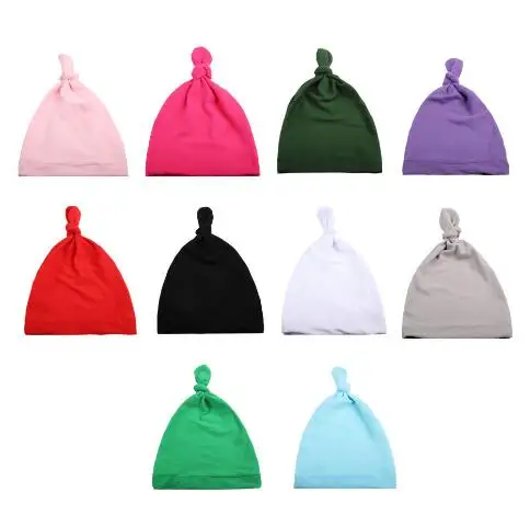 New 10 Colors Cotton Baby Knotted Hat Children Caps Sleep Unisex Girls Boys Hats For Newborn Photography Props | Детская одежда и