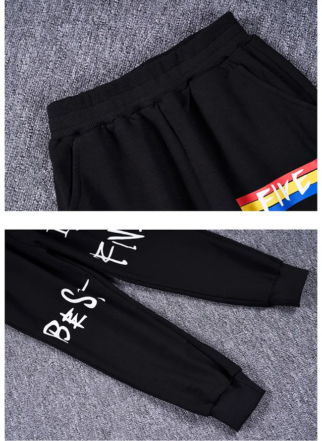 

2 Pieces Children Boys Clothing Set Cotton Kids Hoodies Haren Pants Spring Hip-hop Dance Costumes Outfits For 6 8 10 12 14 Years