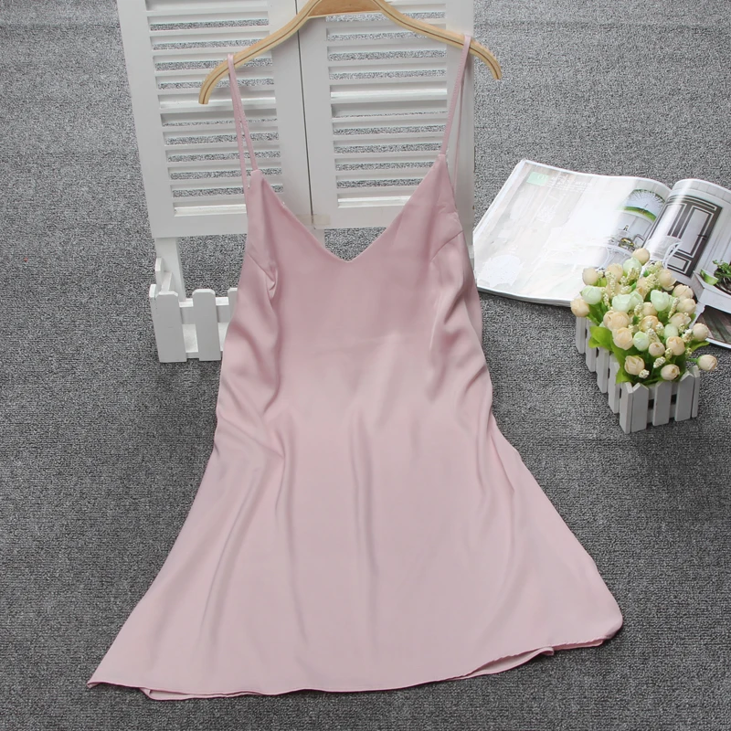 Ночная рубашка женская шелковая атласная пикантная Элегантная сорочка с