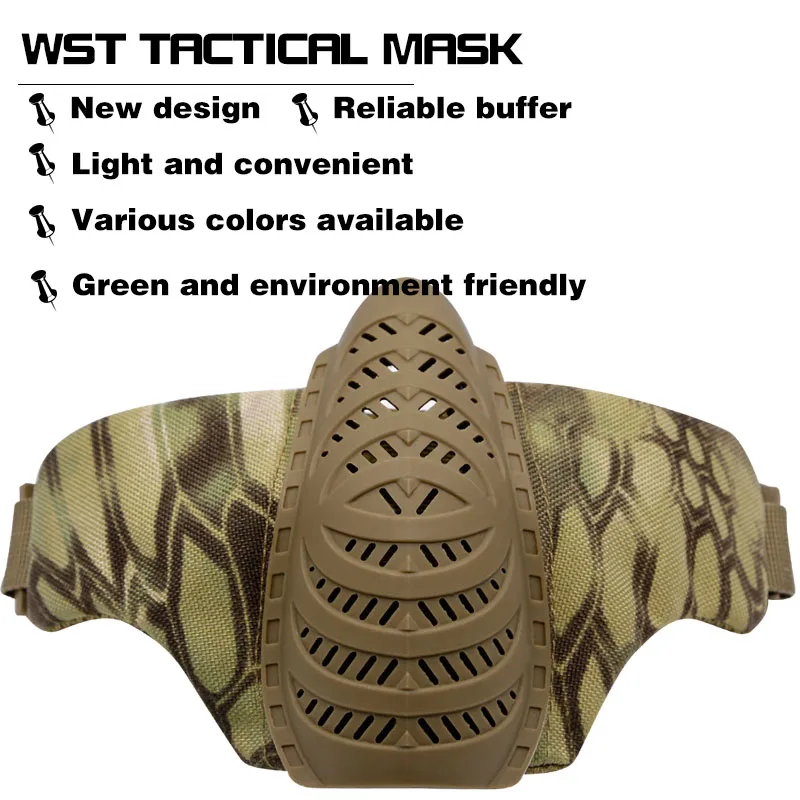 WoSporT WST полумаска для защиты лица тактическое снаряжение двойная регулировка