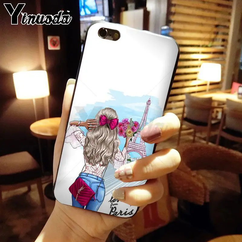 Yinuoda лучший Семейный чехол для мамы и дочки черный мягкий телефона iPhone 5 5Sx 6 7plus 8