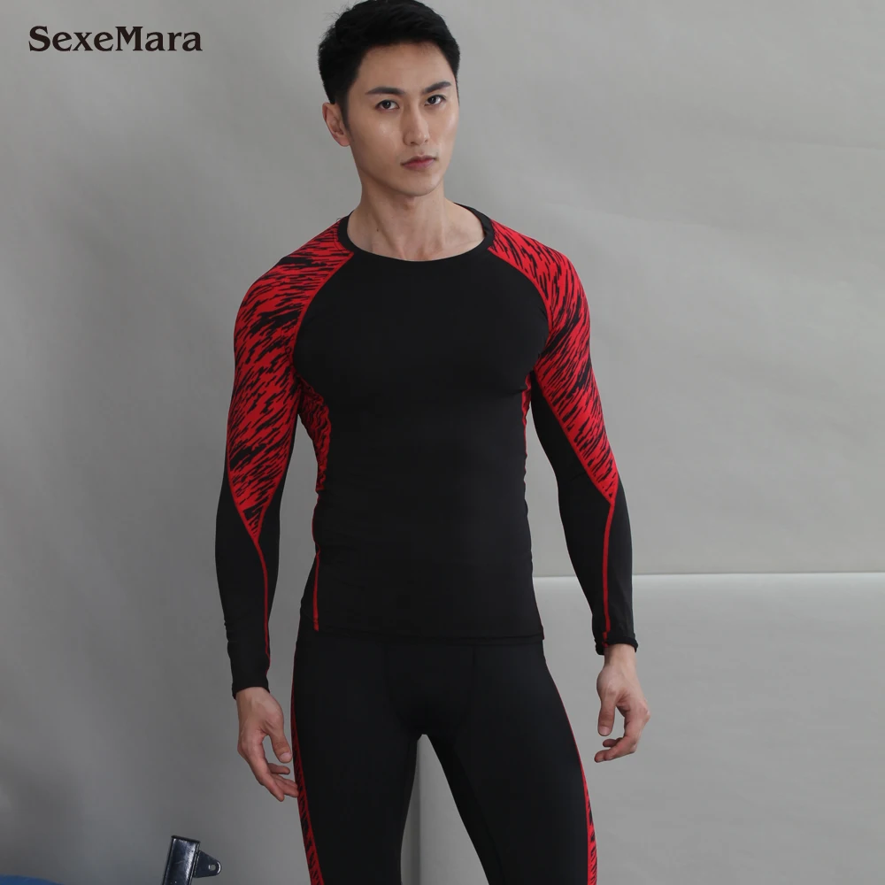

New Fitness T-Shirt Men Compression Shirt sets Sportswear MMA Rashguard Mens Joggers Leggings Gyms Bodybuilding Men's Suits