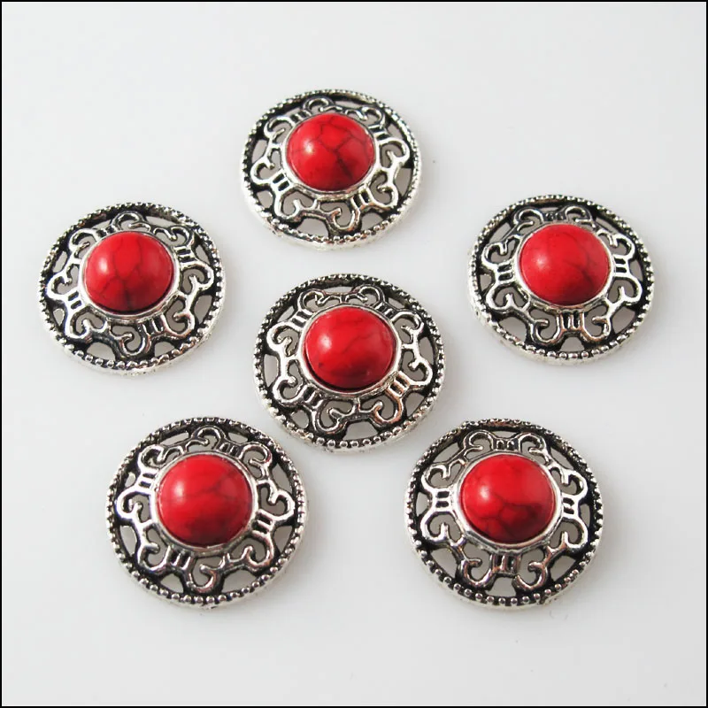 18 шт Ретро тибетский серебряный красный круглый Подвески Разъемы мм|round charm|round