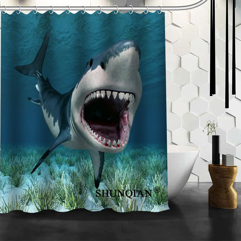 Новая занавеска для душа Shark s Полиэстеровая Водонепроницаемая ванной комнаты