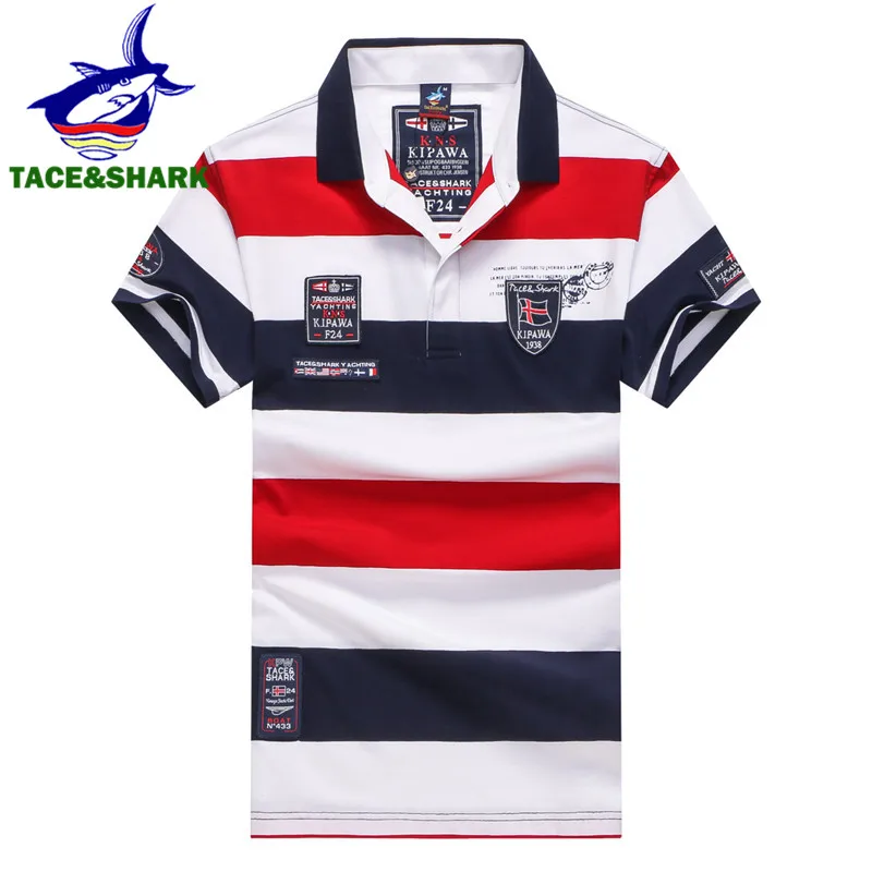 Новинка 2018 стильная модная мужская поло TACE &amp SHARK с широкой полосой повседневная