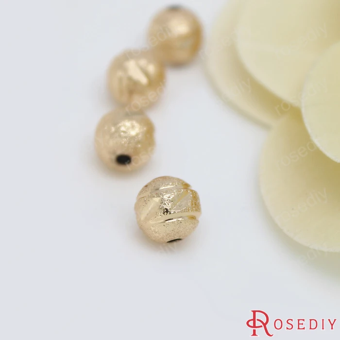 10 шт. 8 мм высококачественные латунные бусины с покрытием цвета шампанского -