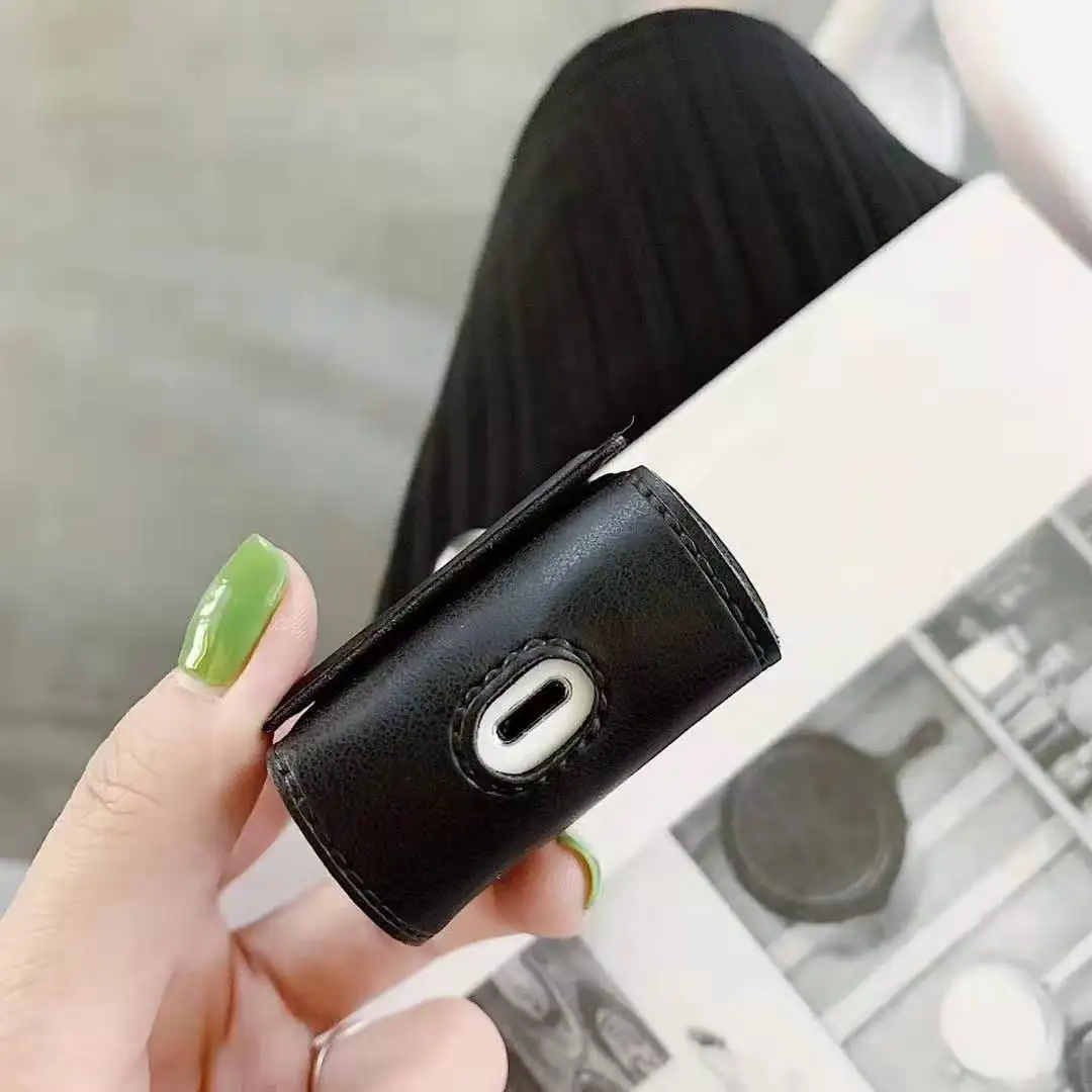 Роскошный бизнес бренд кожа для Apple AirPods 1 2 Аксессуары Bluetooth беспроводной чехол для наушников зарядная коробка палец брелок