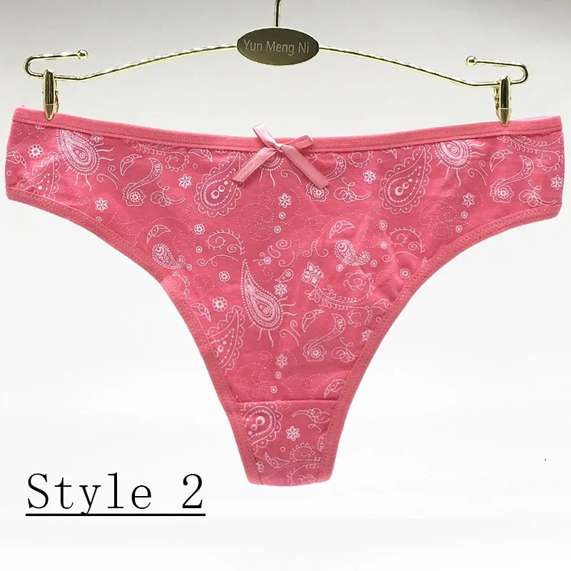 Style 2 1 шт., сексуальные женские трусики с принтом, Модные Милые стринги и стринги, низкая талия, высокое качество, хлопковое нижнее белье, удобное, мягкое - Цвет: Style 2