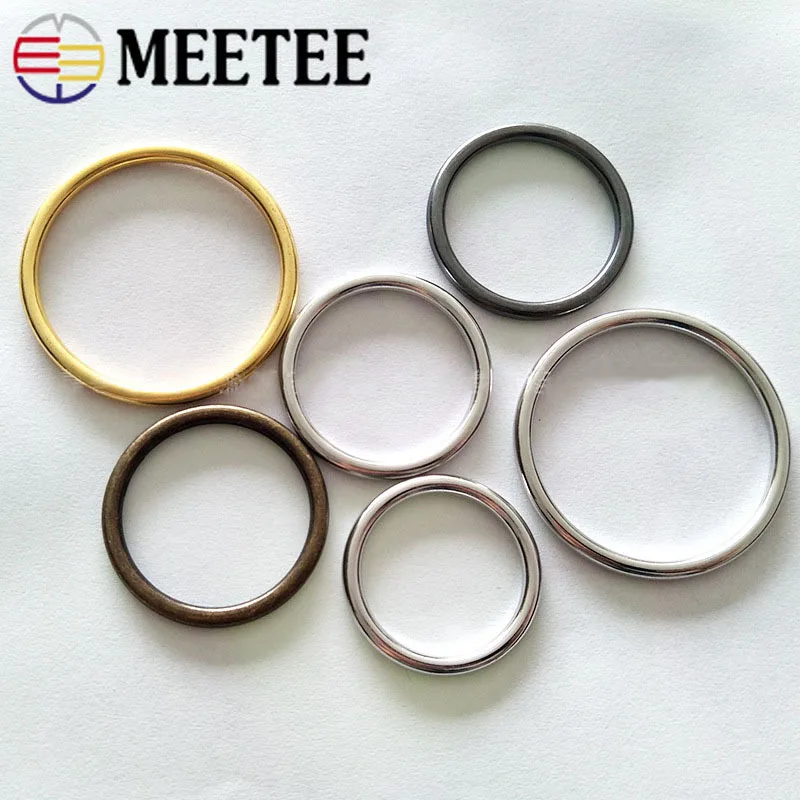 Meetee, 5 шт., металлическое кольцо, Круглый Круг, 20-50 мм, для одежды, сумки, украшения, кнопки, оборудование, кожа, ремесла, аксессуары, BF264