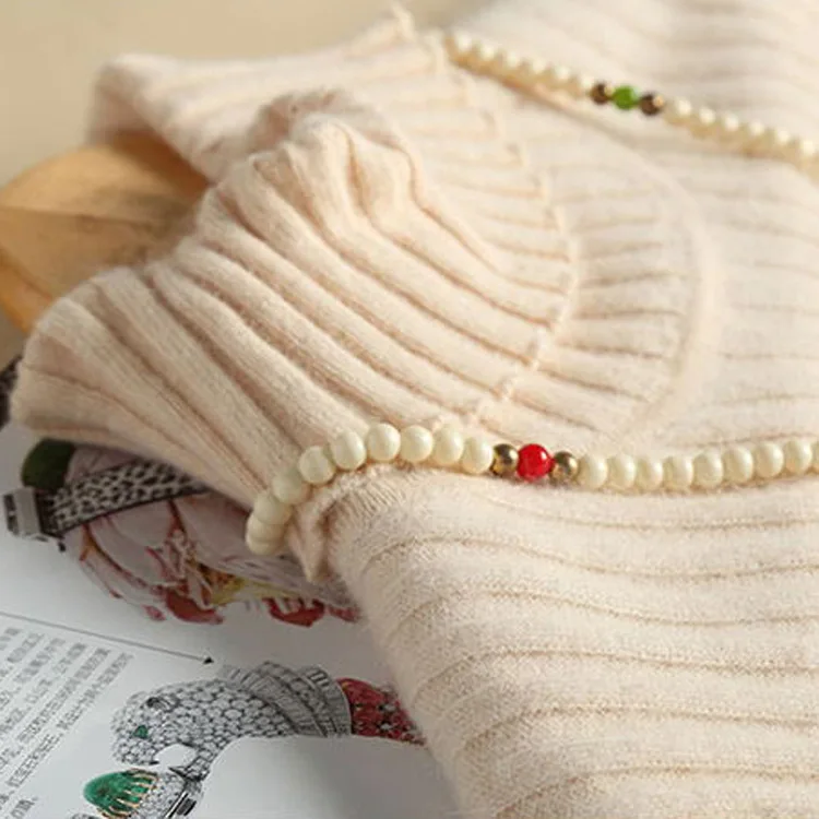 Осенне-зимний женский кашемировый свитер из норки облегающий теплый вязаный