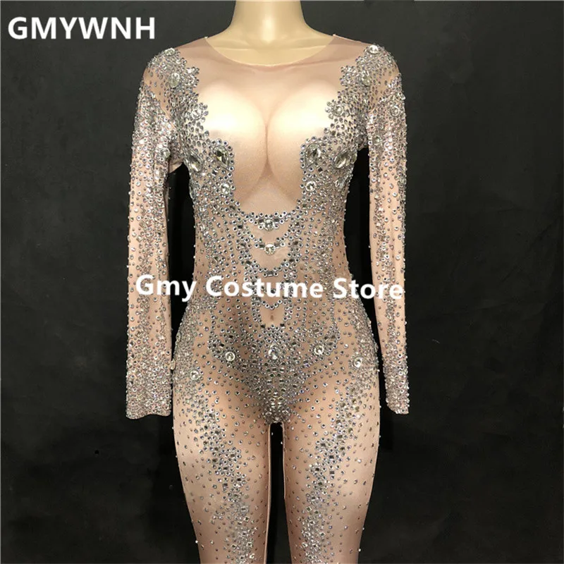 Billig S78 Pole Dancer Bühne Zeigen Trägt Ballroom Kostüm Dj Bodysuit Diamant Overall Partei Body Leistung Tuch Outfit Weibliche