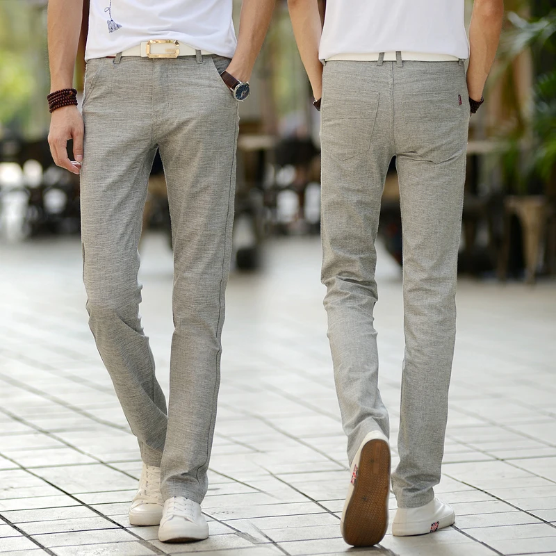 2018 summer breathable linen trousers white casual loose straight fluid pants male plus size |