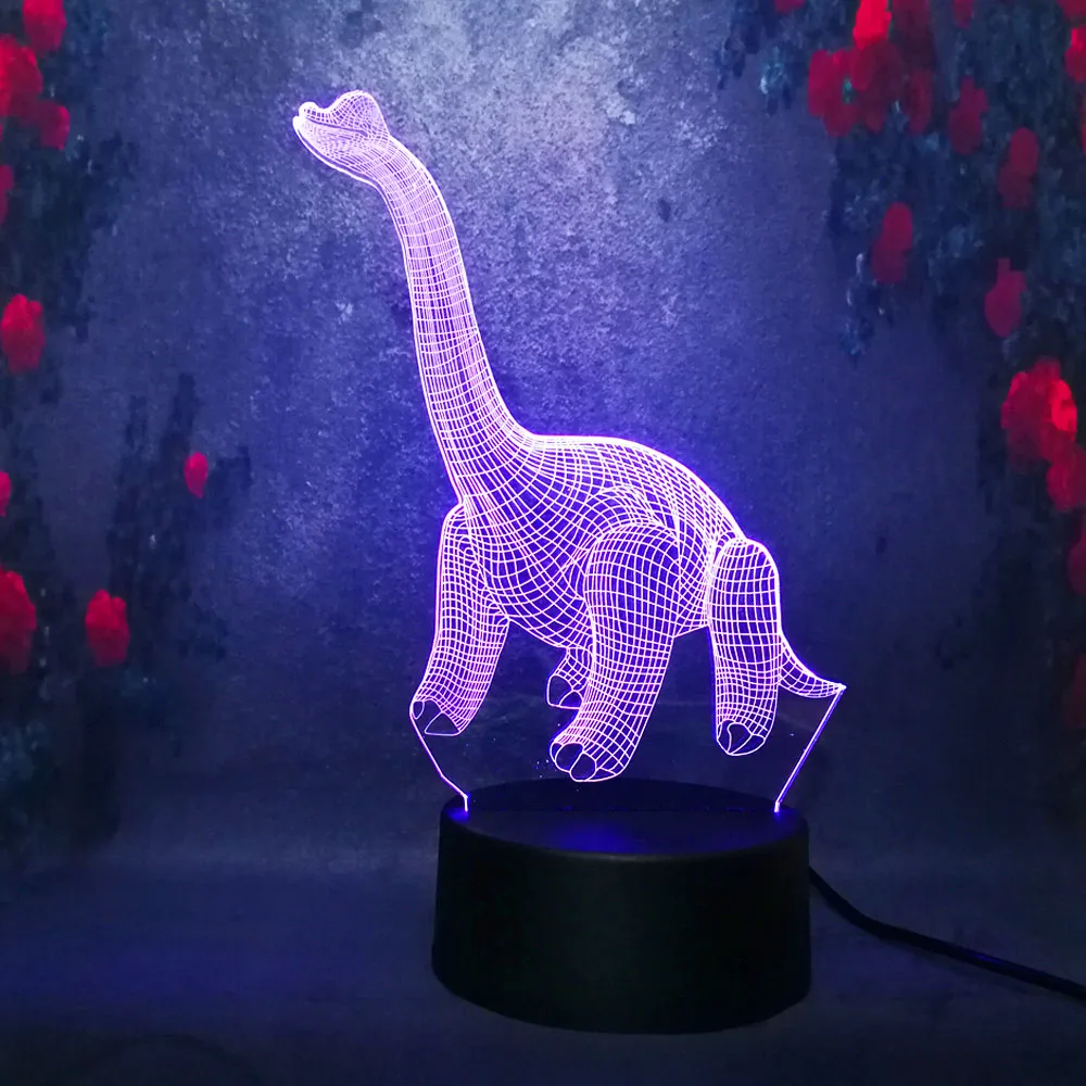 3D Динозавр Парк Юрского периода мальчик подарок Brachiosaurus ночник LED7 Цвет