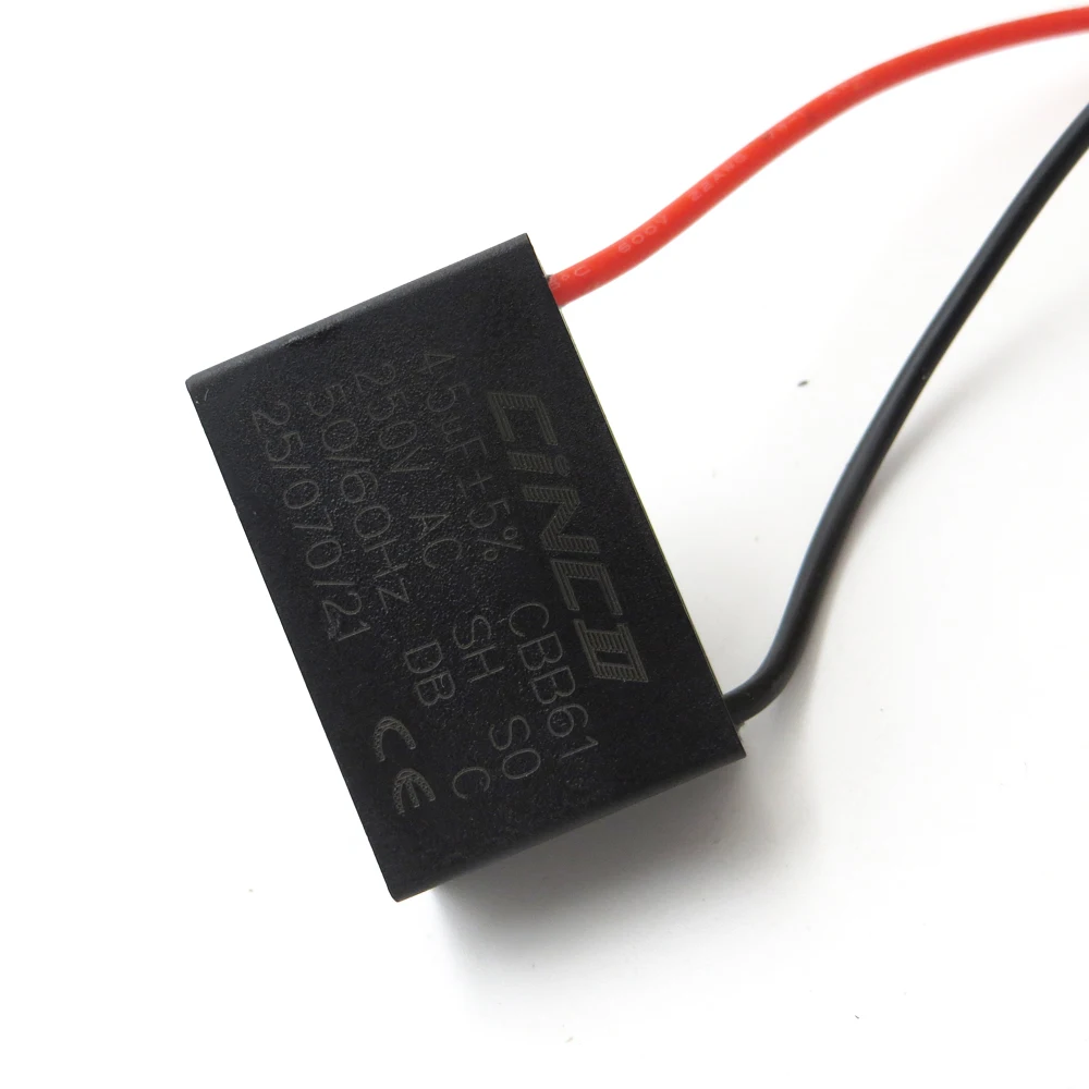 Электрический конденсатор двигателя CBB61 4 5 мкФ 250 220 V 2 провода скоростной