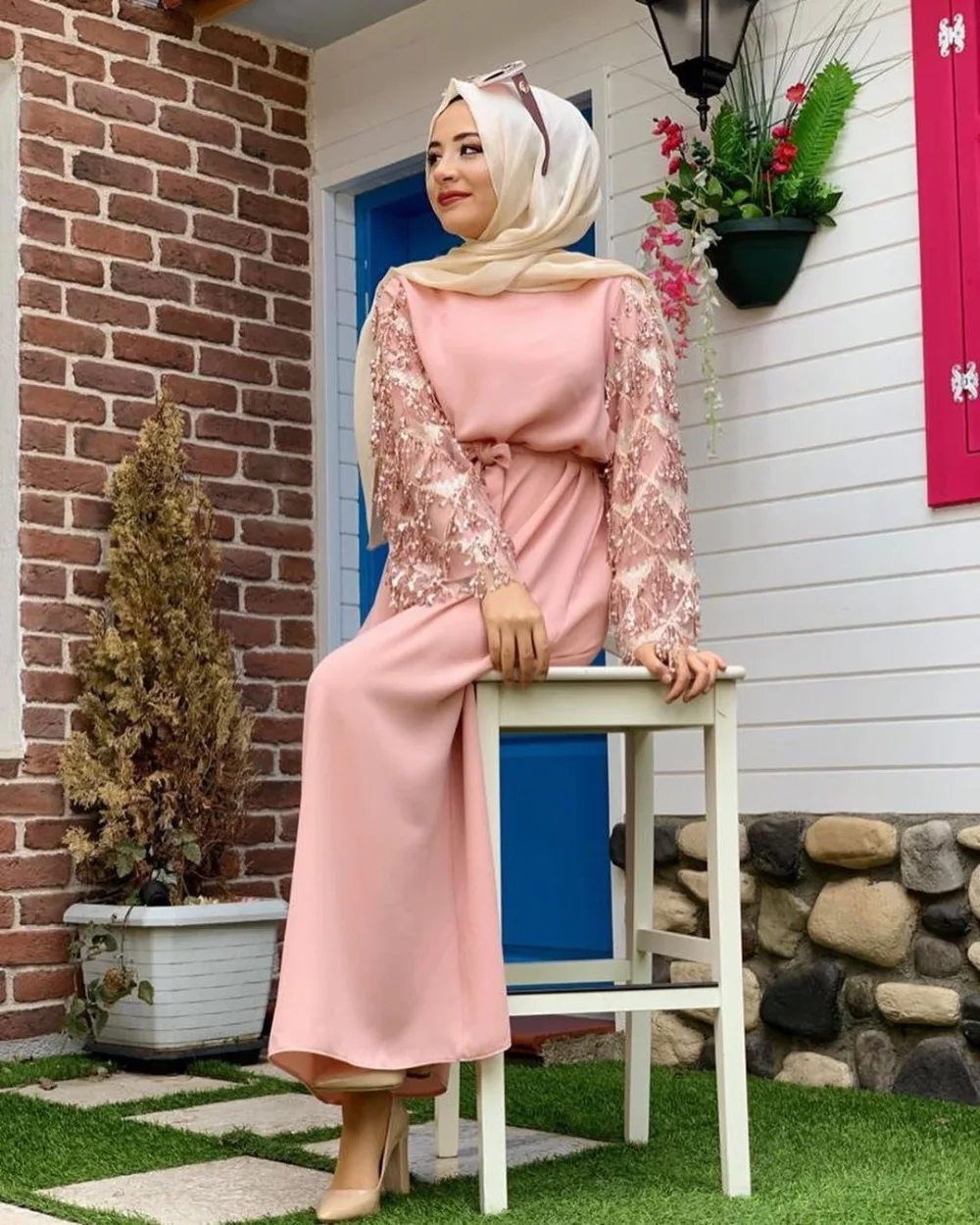 Кимоно abaya с блестками и кисточками мусульманское платье хиджаб кардиган Дубай Кафтан Eid Рамадан Турецкая мусульманская одежда арабское платье Femme