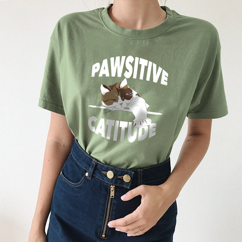 

2019 New Women T Shirt Funny Cute Cat Letter Print Female T-shirt Casual Slim Short Sleeve Tops Camisetas Mujer Women Clothing