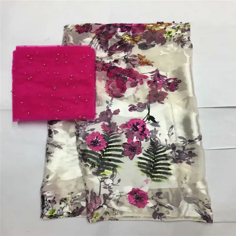 

African soft silk fabric for garment neat embroidery on the red & gold satin material with Swiss voile lace tissu! LXF32807