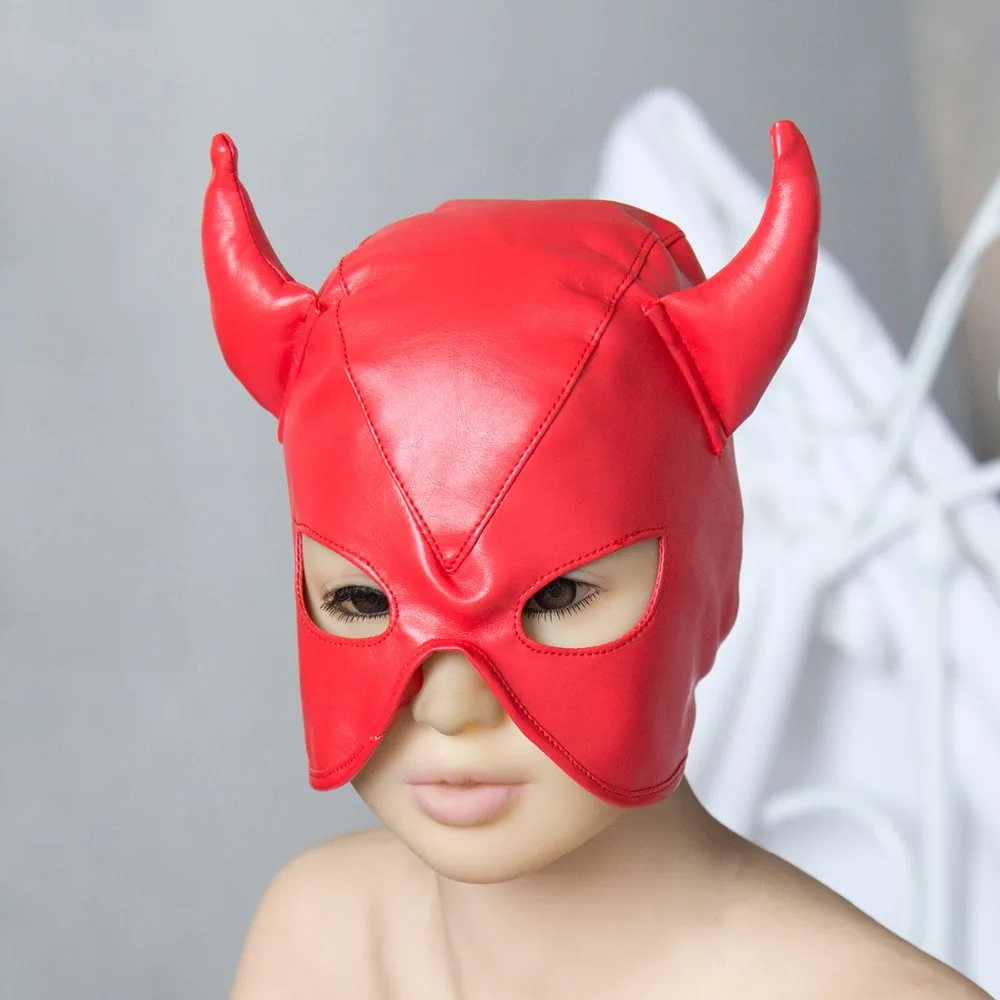 Секс игра косплей Femdom секс маска CR Ox Рог головной убор Связывание бондаж манжеты