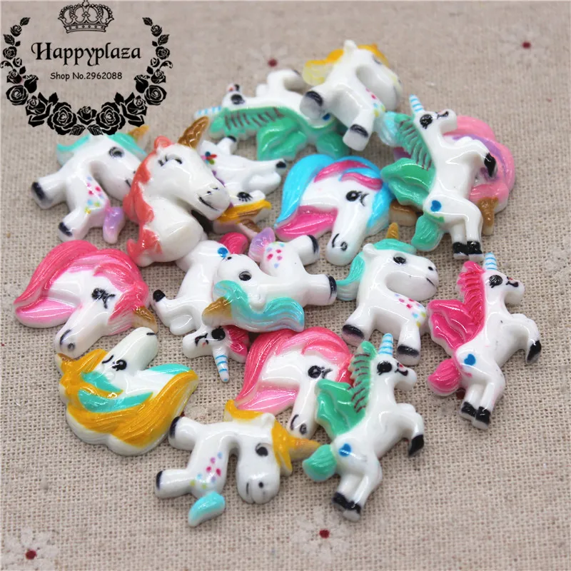 20pcs Mix Patterns Colors Resin Cartoon Horse Miniature Art Supply Decoration Charm Craft about 22*28mm | Дом и сад