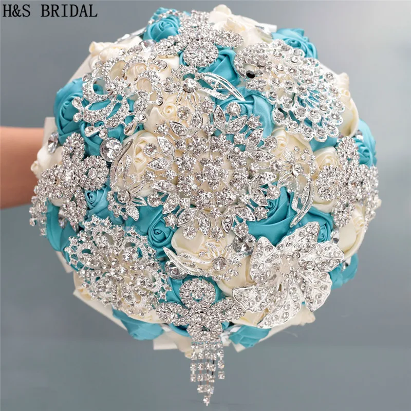 

Tiffany Wedding Bouquet 2019 Luxury Crystal Beaded Bride Bridesmaid Wedding Flower Holding Flowers Gift New Arrival