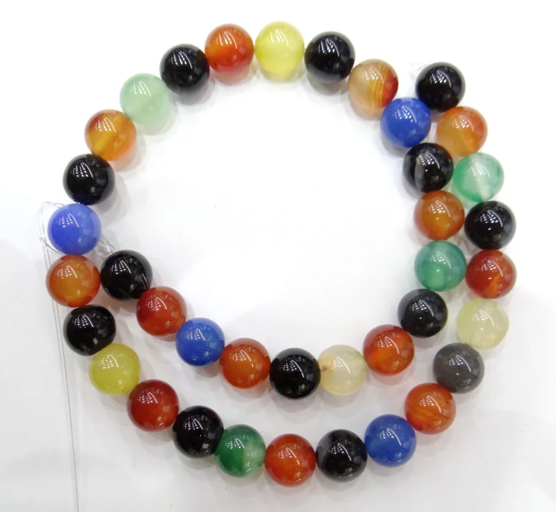 Бусины из натурального агата круглые бусины 15 нитей разные цвета для