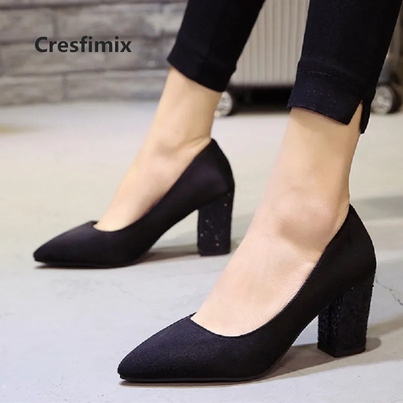 

Cresfimix talons hauts women cute high quality wine red square high heel pumps lady cool pointed toe shoes casual shoes a3115