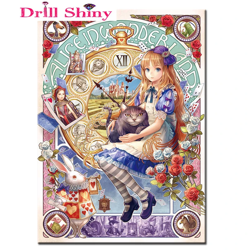 Год 3D DIY алмазная живопись вышивка крестиком Кот и девочка принцесса кристальная