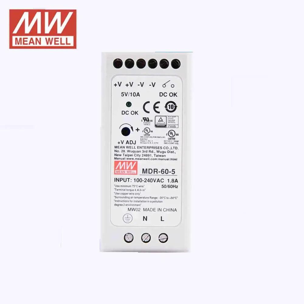 Meanwell MDR 60w 5 в 12 В 24 48 din рейку переключатель питания Вход ac 85 ~ 264 dc 5a 2.5A DR|Импульсный