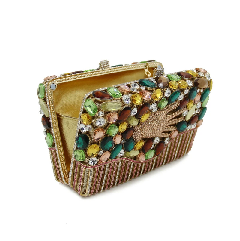 

Fashion Green/Red Rhinestone Ladies Evening Party Clutch Bag Luxury Blue Crystal Diamond Women Dinner Banquet Clutches Handbags