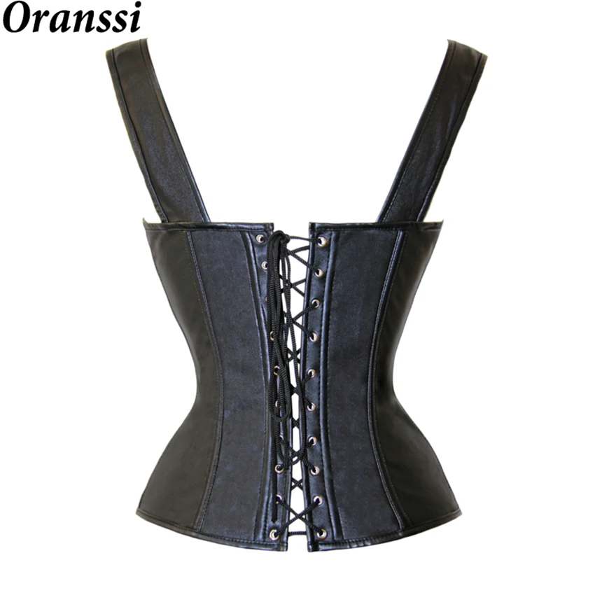 Искусственная кожа корсет Для женщин талия Поддержка сексуальный молния Overbust со