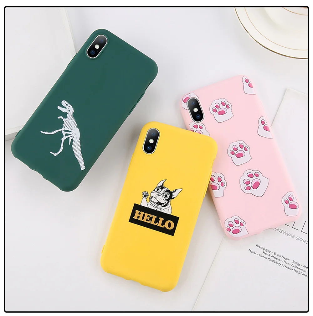 Lovebay чехол для телефона для iPhone 11, 6, 6 s, 7, 8 Plus, X, XR, XS Max, 5 5S, мягкий ТПУ чехол с милым котом, динозавром для iPhone 11Pro Max, чехол s