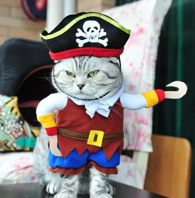 Кота собаки любимчика пиратские Костюмы щенок забавный одежда превратилась