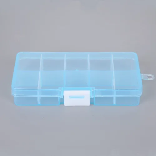 Blue White Clasp 10 слотов Регулируемая прозрачная коробка для хранения ювелирных изделий Кольцо Серьги лекарство таблетки бусины портативный пластиковый Чехол Органайзер для путешествий - Цвет: Blue White Clasp