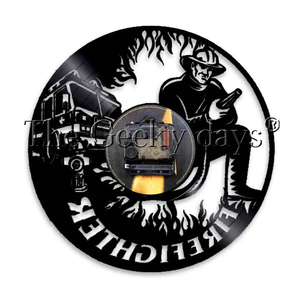 Пожарный шлем пожарно спасательные виниловых пластинок настенные часы с