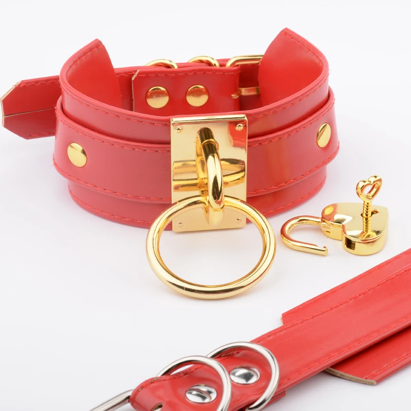 Ручная работа панк готический красный широкий чокер замок медальон воротник