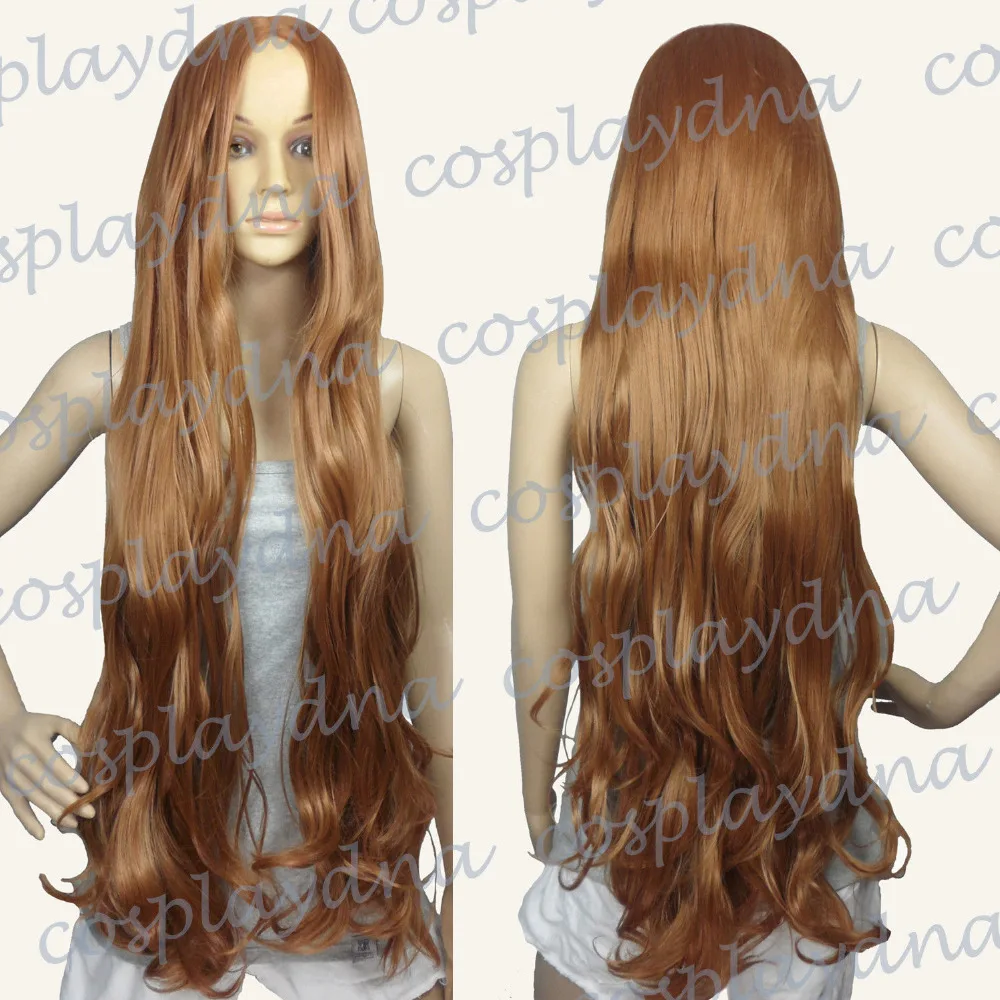 40 дюймов Hi_Temp Никаких Излишеств Midpart Светло Коричневый Длинные Волнистые Косплей