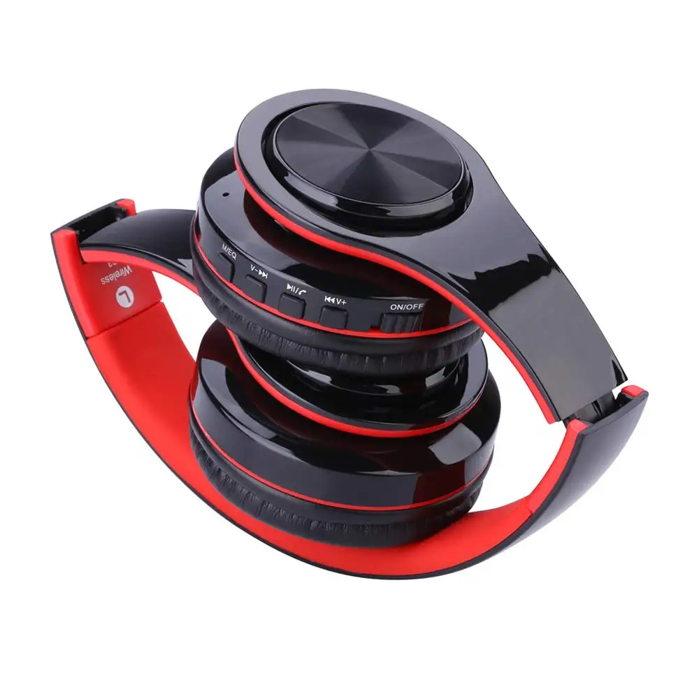 black red Горячие Продаем Bluetooth 4.1 беспроводные наушники шлем Sans fil Super Bass спортивные наушники Поддержка карты памяти mp3 для телефона Android - Цвет: black red
